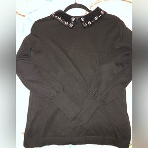 NWT Ramy Brook black embellished collar sweater